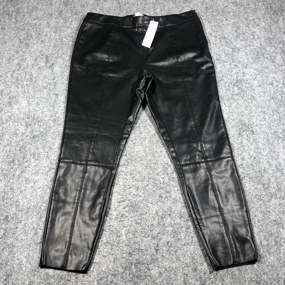 Topshop Faux Leather Leggings Womens 12P Black High Rise Stretch Ankle Pants
